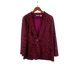 Susan Graver Womens Paisley Blazer Jacket Size MP Purple/Pink